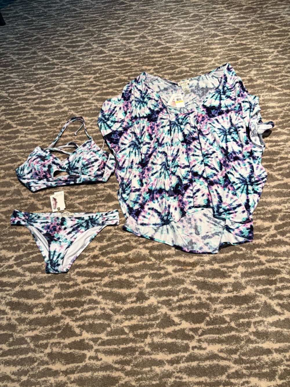 Jessica Simpson bikini set top bottom cover-up